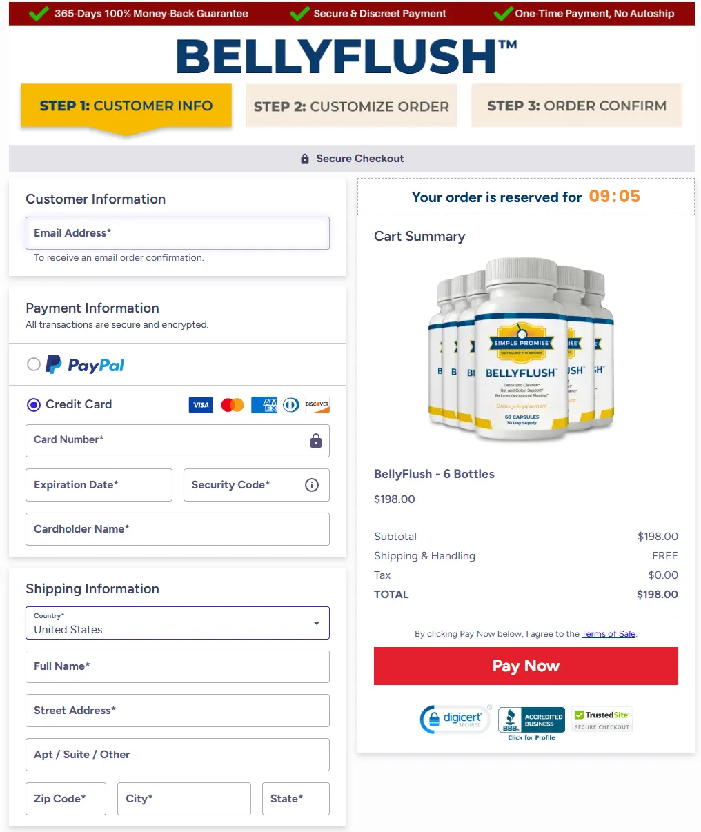 BellyFlush Secure Checkout Out